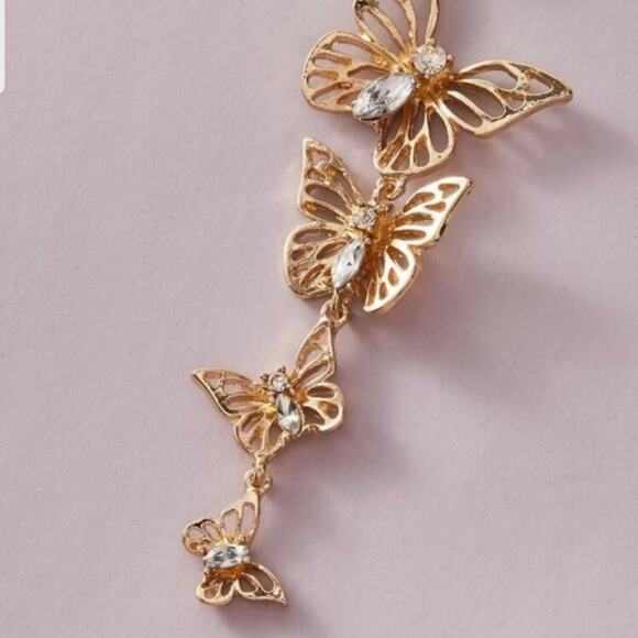 3/30 Gold Rhinestone Butterfly Pendant Necklace Approx 18.5 inches - Picture 4 of 4